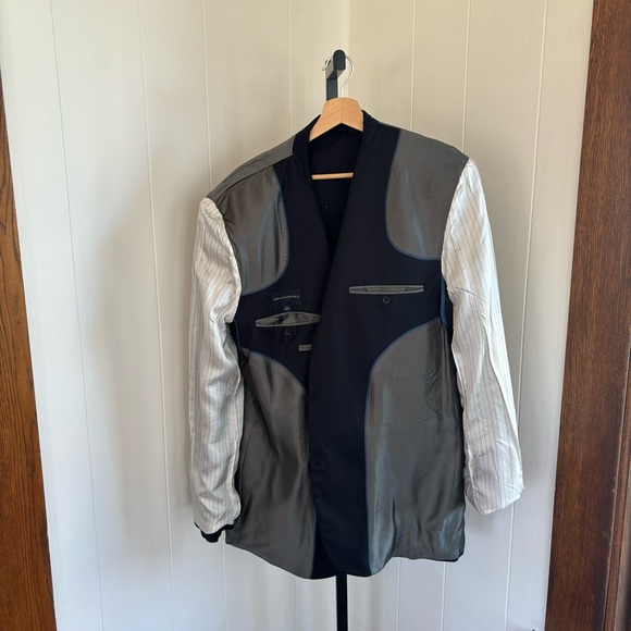 Banana Republic Factory Deep Navy Stripe Wool Blend 3 Button Sport Coat Mens 44L - Picture 10 of 10